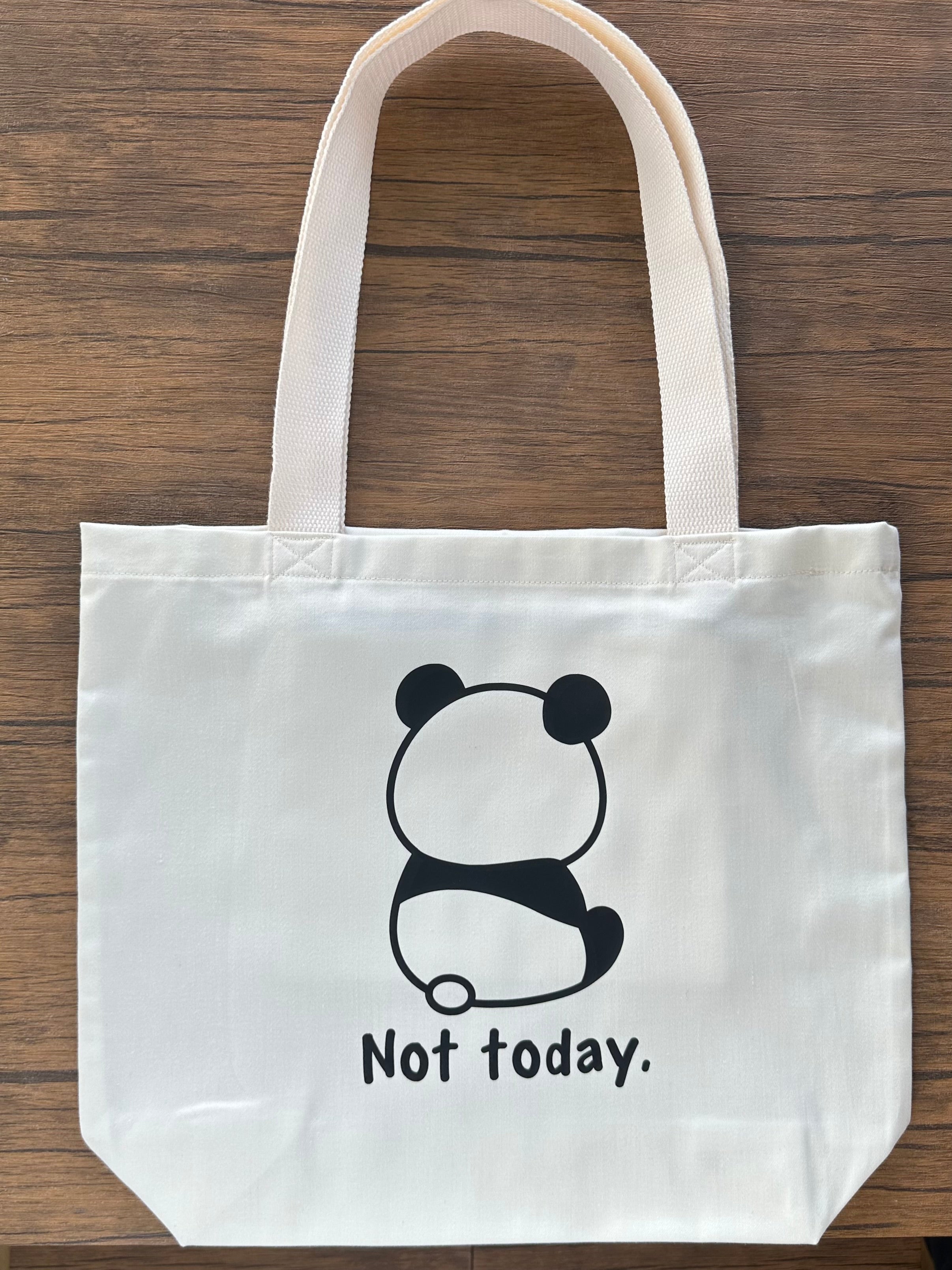 Personalized Panda Tote Bag – ‘Not Today’ Print with Custom Name Inner Pocket