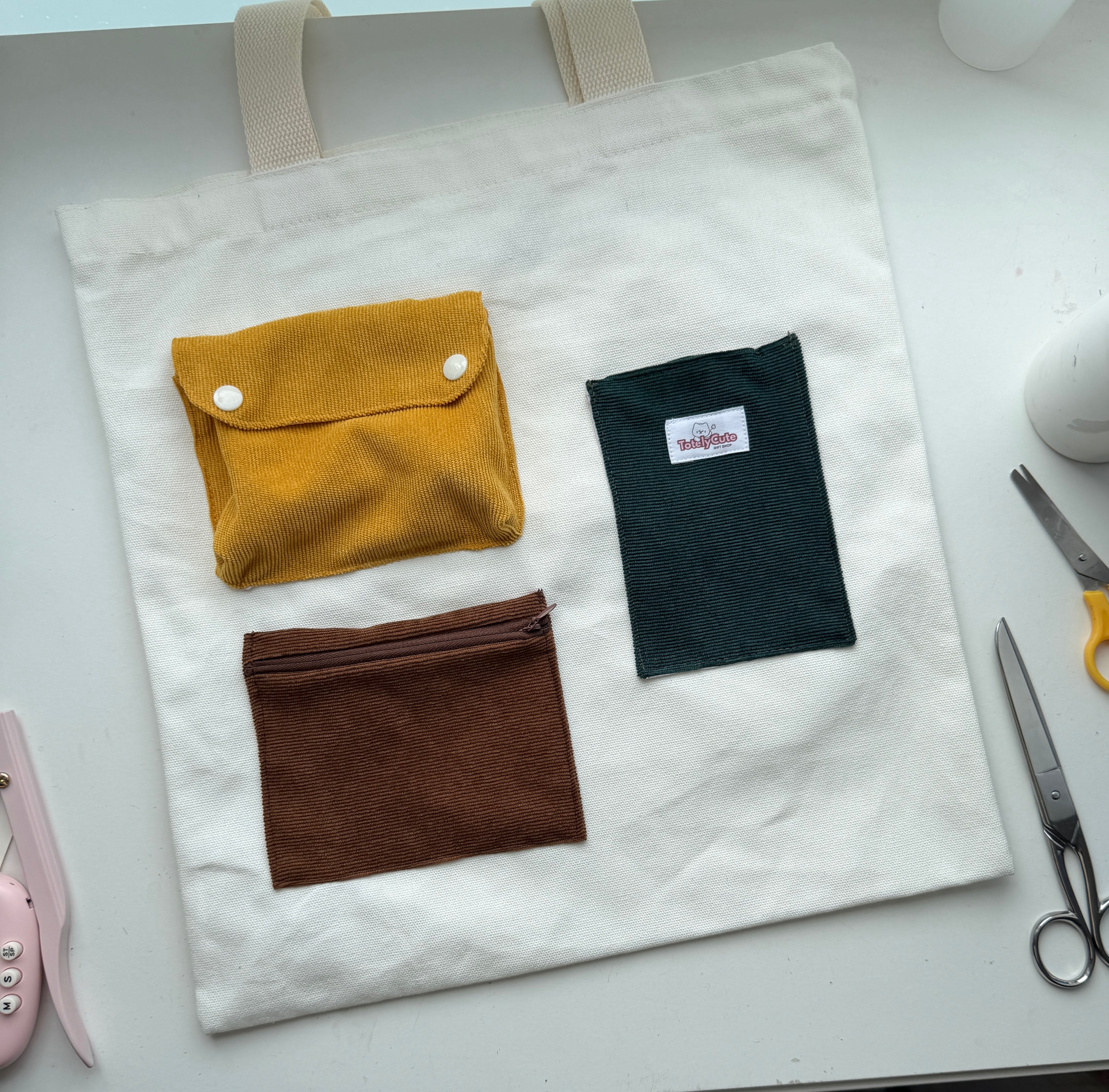 Limited Edition Upcycled Tote Bag with Handmade Corduroy Pockets