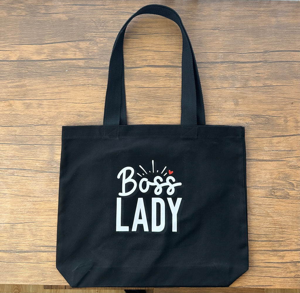 Boss Lady Tote Bag – Personalised with Name on Inside Zip Pocket