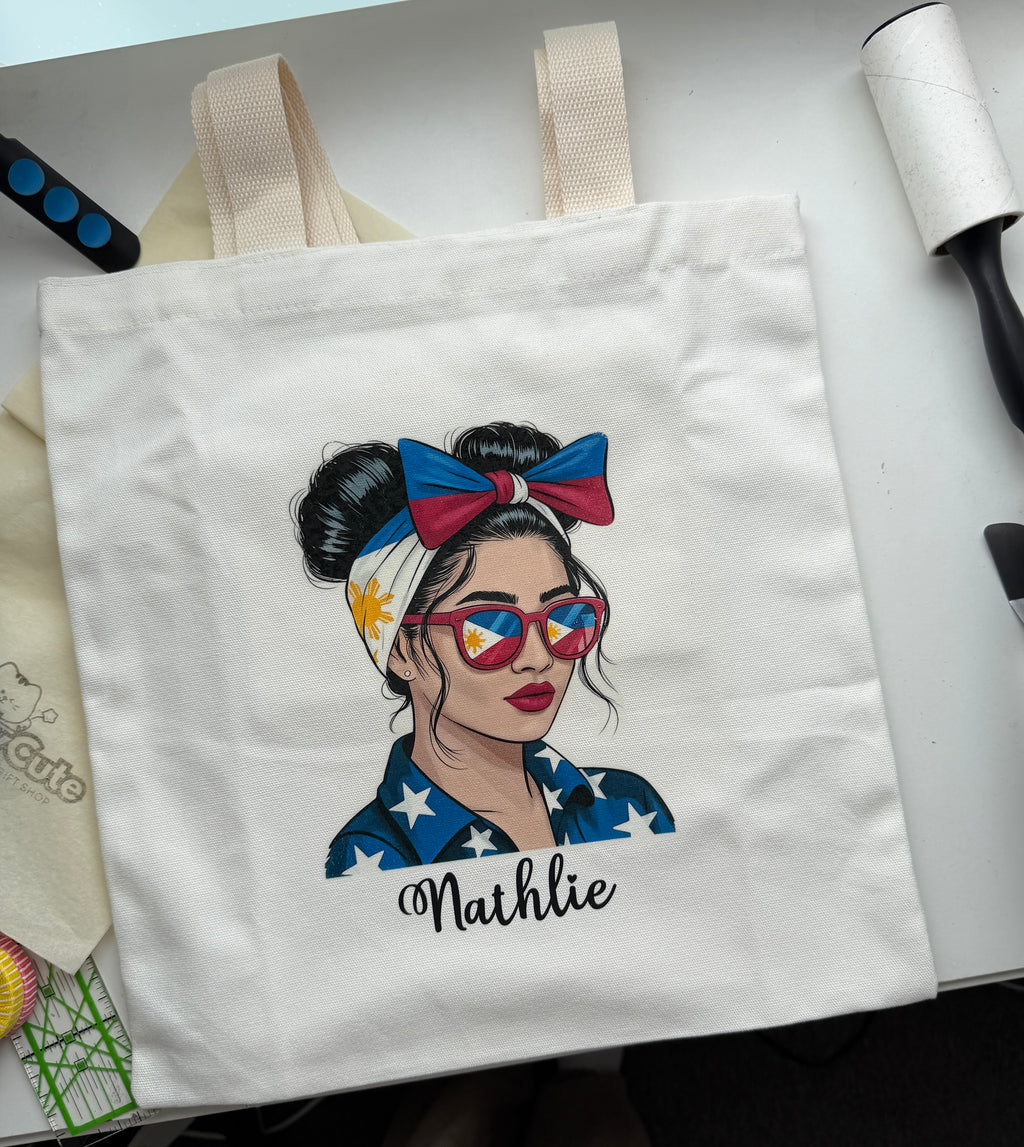 Filipino-Inspired Prints Cotton Canvas Tote Bag – with Zipper Pocket