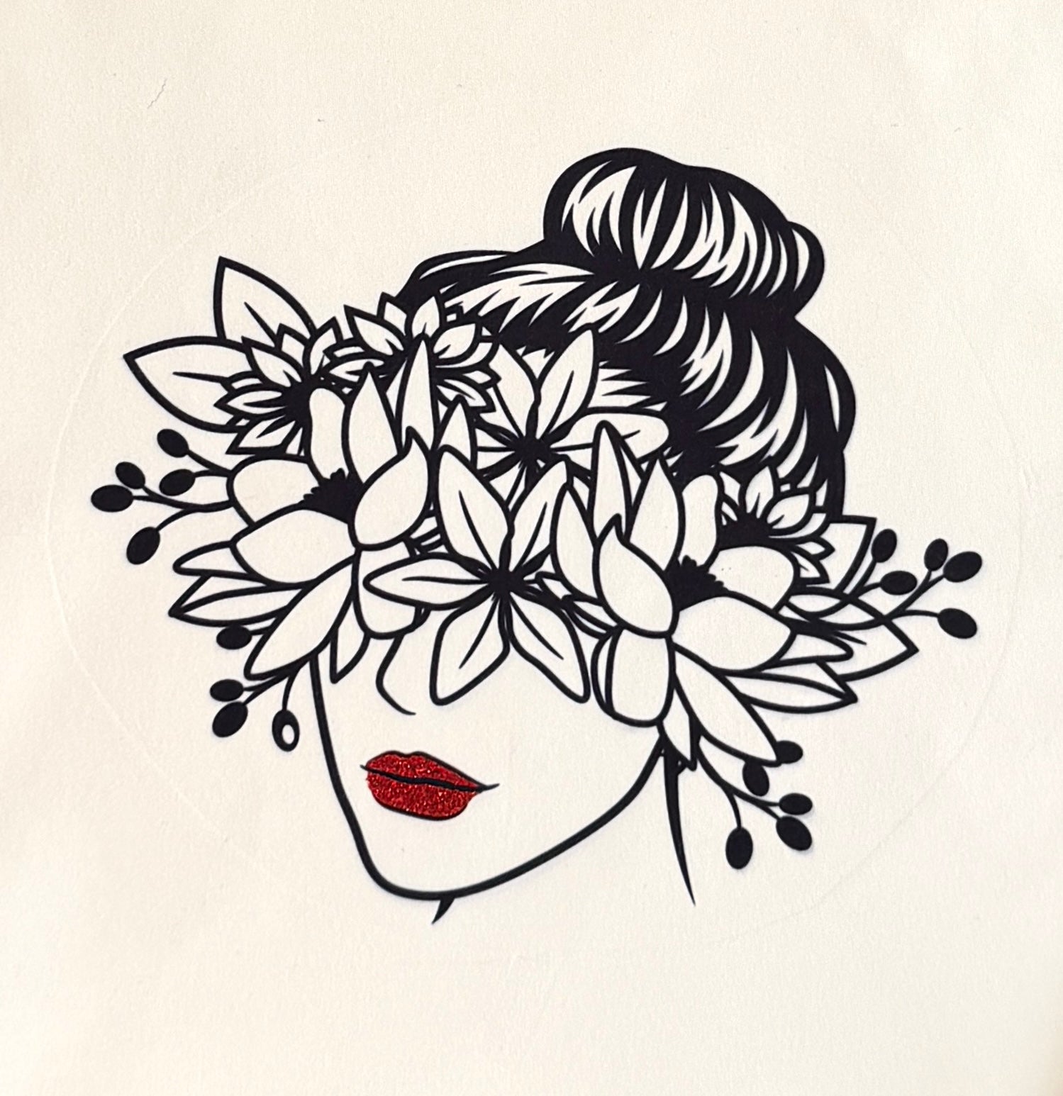 Floral Face Art Tote Bag with Personalised Inside Zip Pocket | Handmade