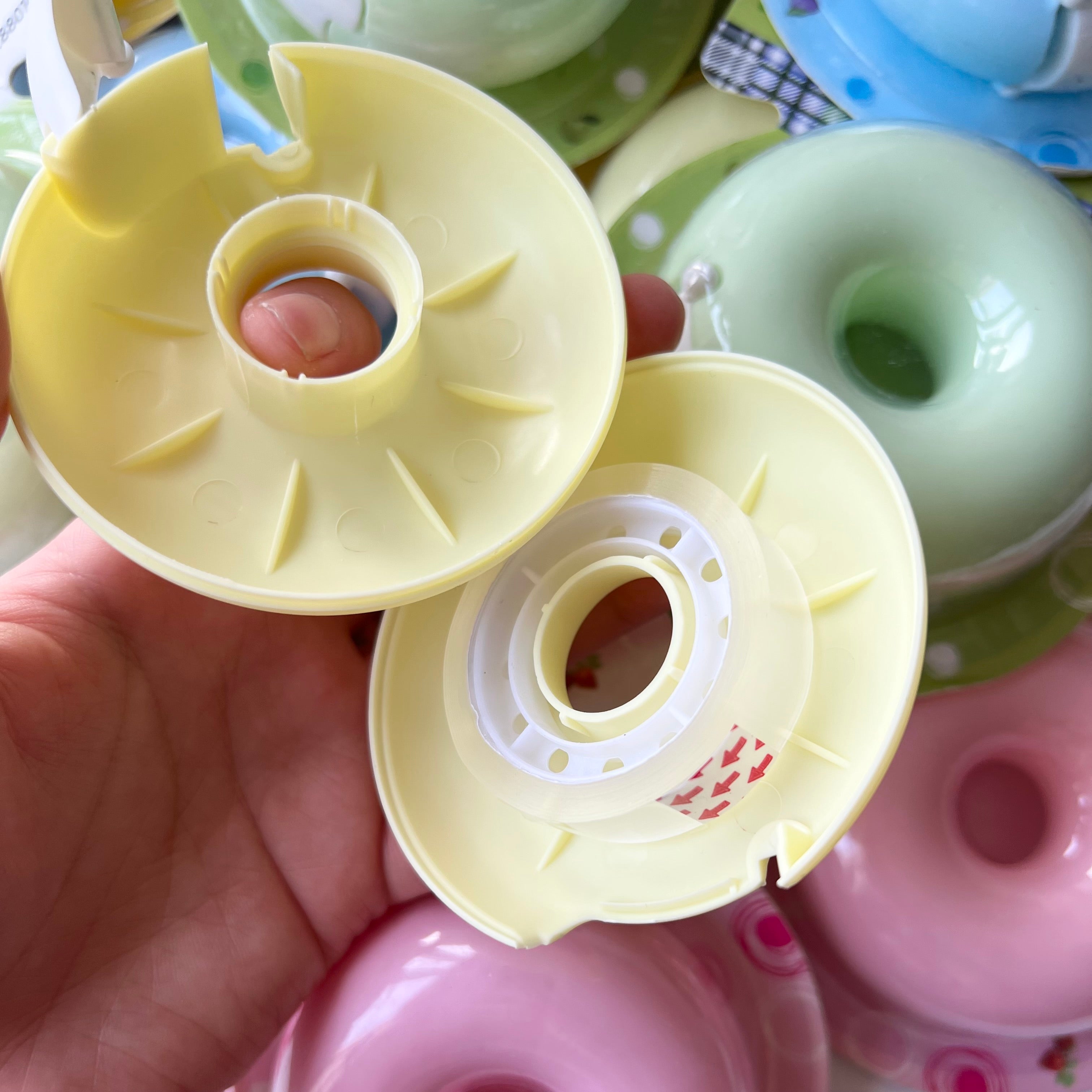 cute donut shaped tape dispenser kawaii office supplies 