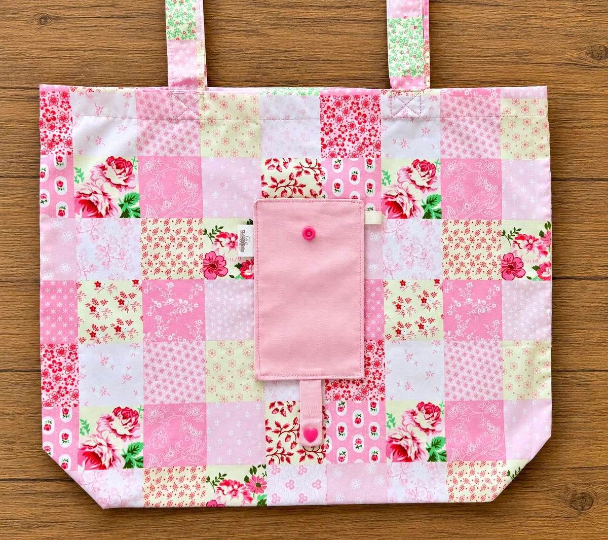 Handmade Compact Foldable Shopping Bag - Pink Floral Patchwork