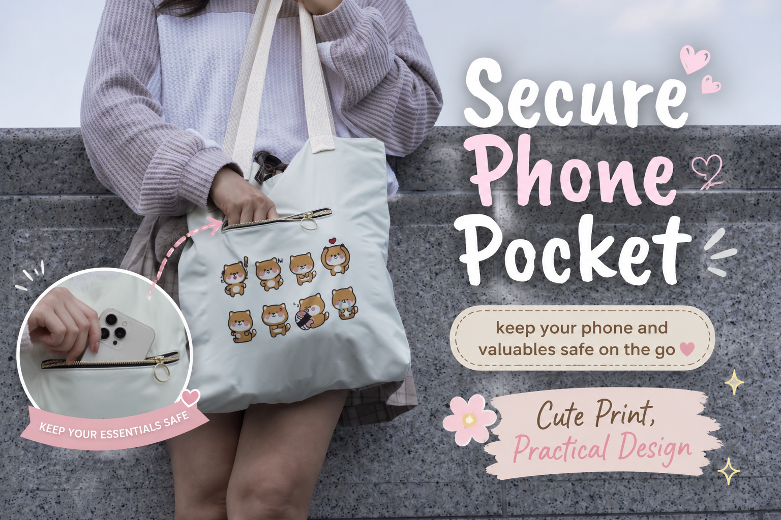 LPE Multi-Pocket Travel Tote Bag - Handmade