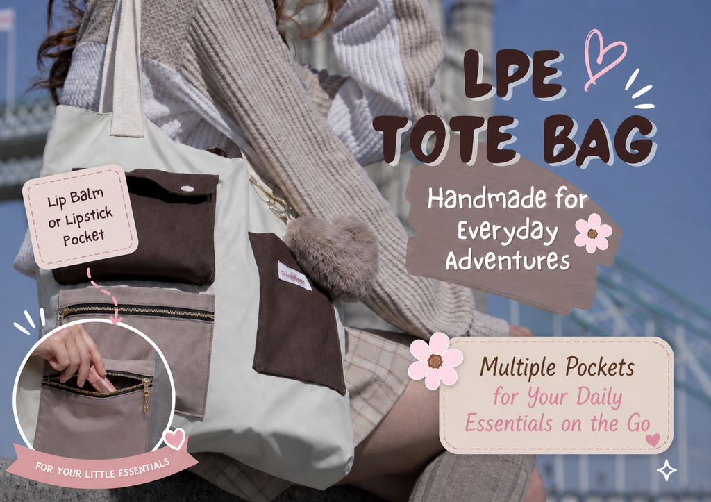 LPE Multi-Pocket Travel Tote Bag - Handmade