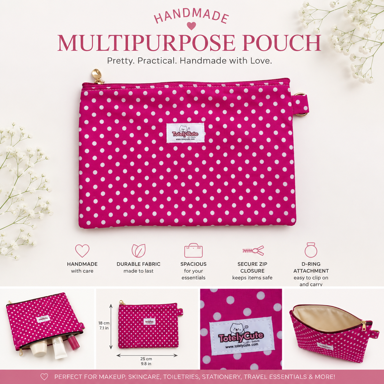 Handmade Multipurpose Zip Pouch | Everyday Essentials Bag