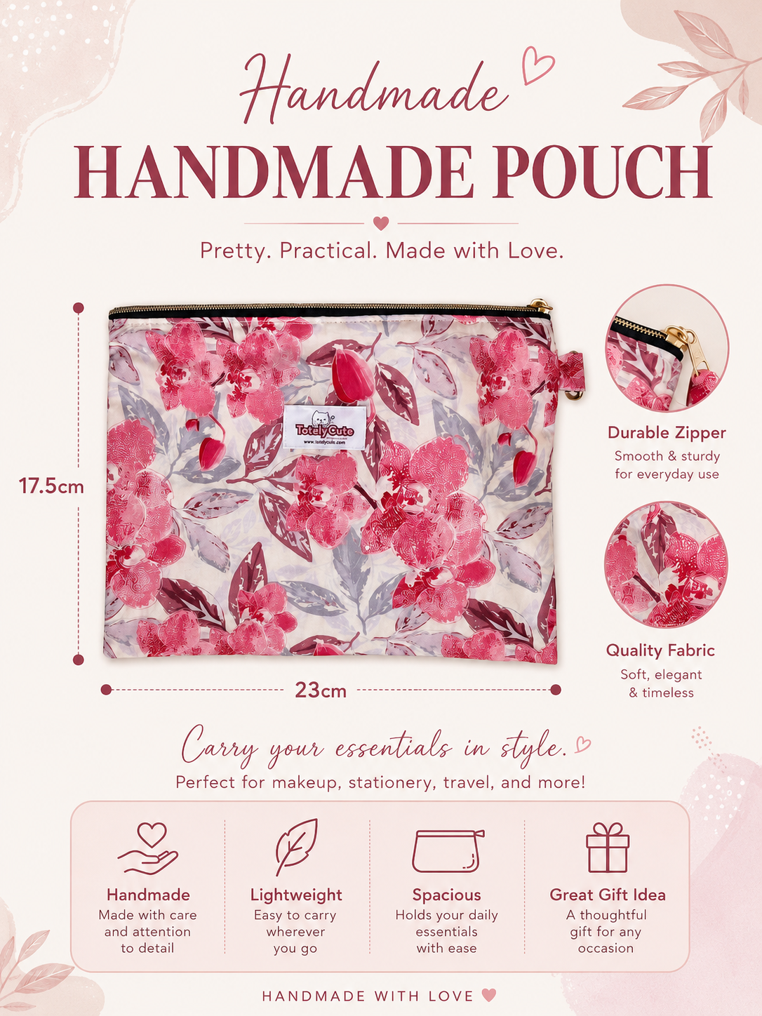 Handmade Multipurpose Zip Pouch | Everyday Essentials Bag
