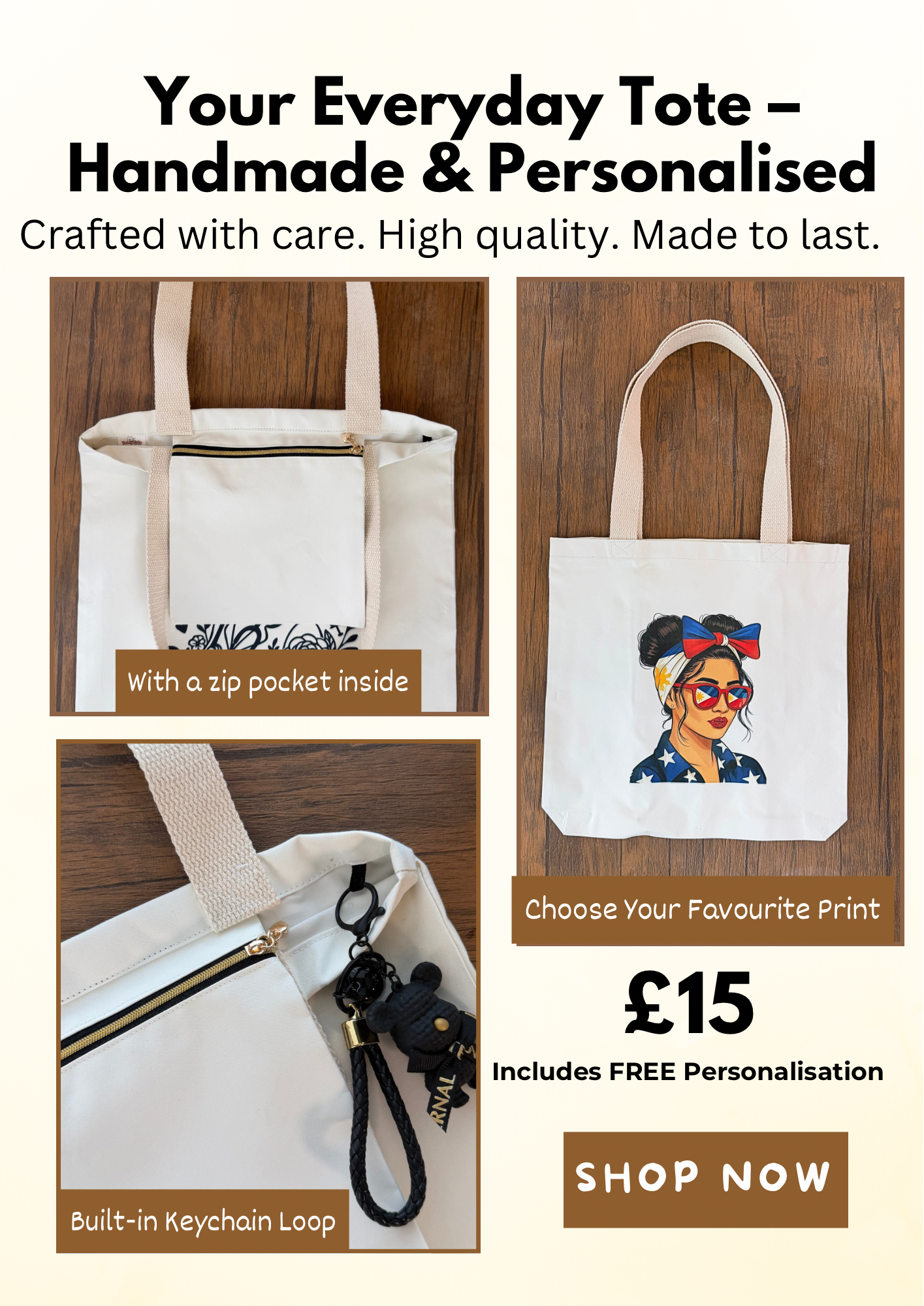 Filipino-Inspired Prints Cotton Canvas Tote Bag – with Zipper Pocket