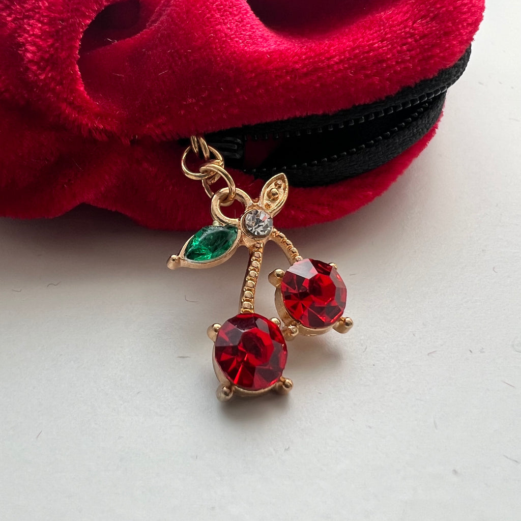 Cute charm on scrunchie red
