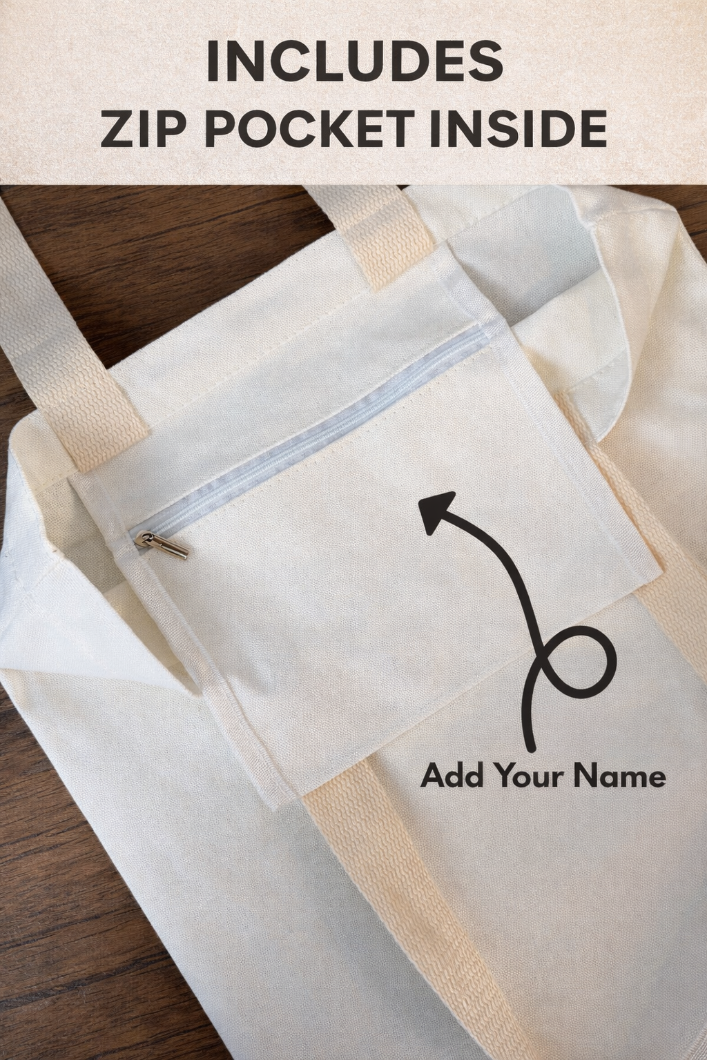 Tote bag with inside pocket custom name add on, thoughtful gift, gift ideas UK, tote bag love