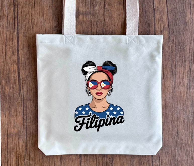 Filipino-Inspired Prints Cotton Canvas Tote Bag – with Zipper Pocket
