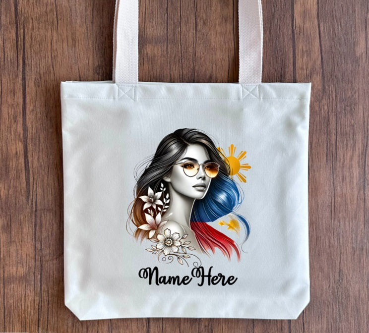 Filipino-Inspired Prints Cotton Canvas Tote Bag – with Zipper Pocket