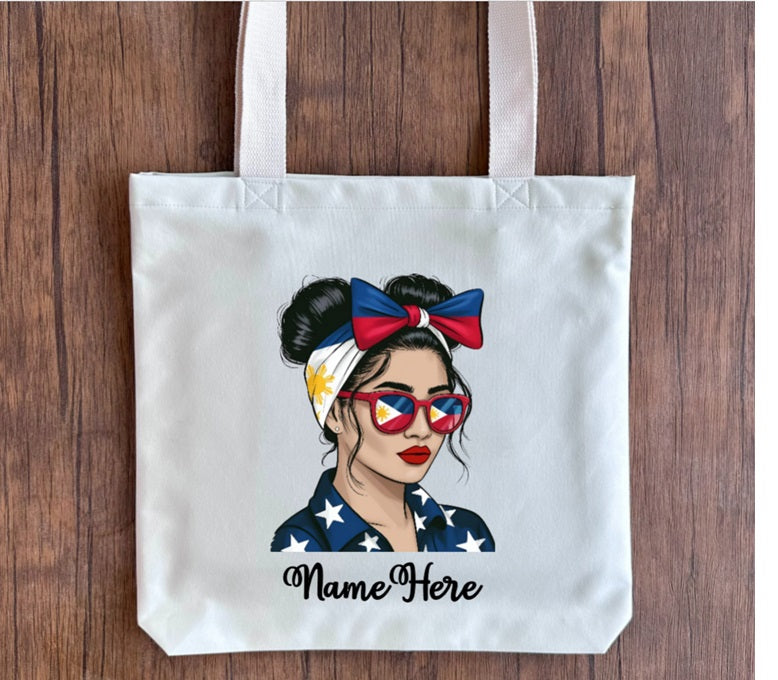 Filipino-Inspired Prints Cotton Canvas Tote Bag – with Zipper Pocket