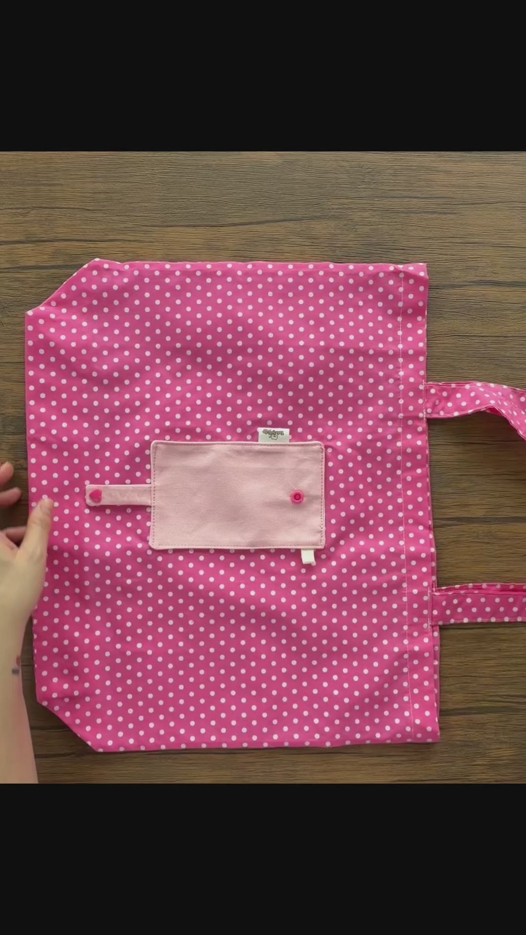 Handmade Foldable Eco Tote Bag – Lightweight Polycotton Reusable Shopping Bag | Compact Travel-Friendly Tote | Pink Polka Dot Foldable Bag