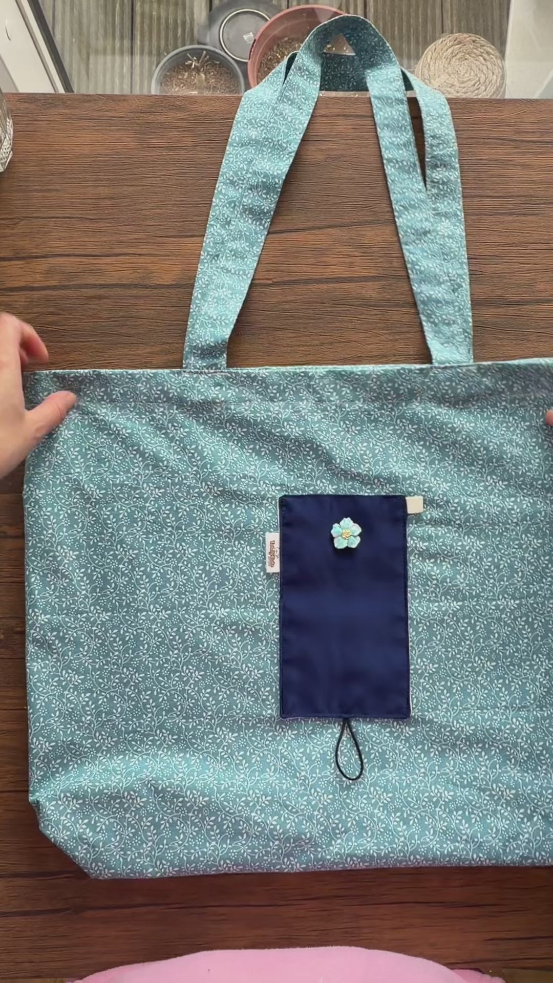 Handmade Compact Foldable Shopping Bag - Blue